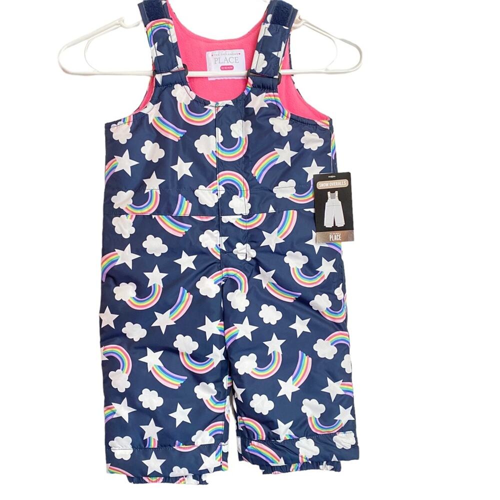 The Childrens Place Snowsuit 12 18 months Girls Rainbow Snow Overalls NWT